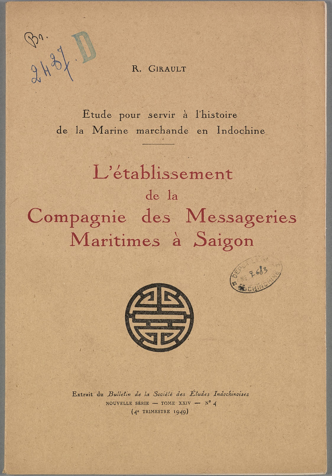 L’établissement de la compagnie des Messageries maritimes à Saïgon, R. Girault, Saïgon, 1949